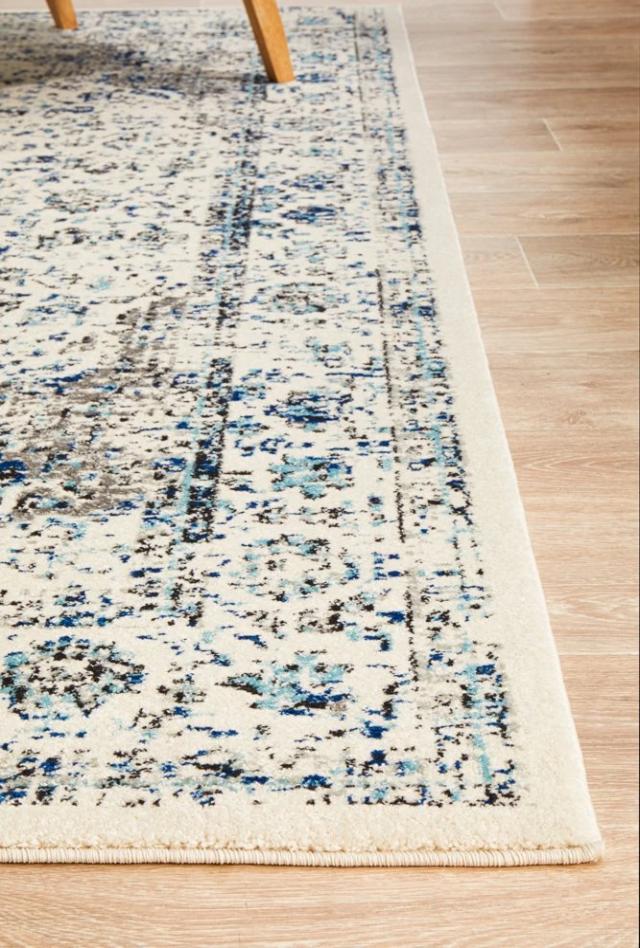 Adorn Evy Transitional Rug | White Grey Blue