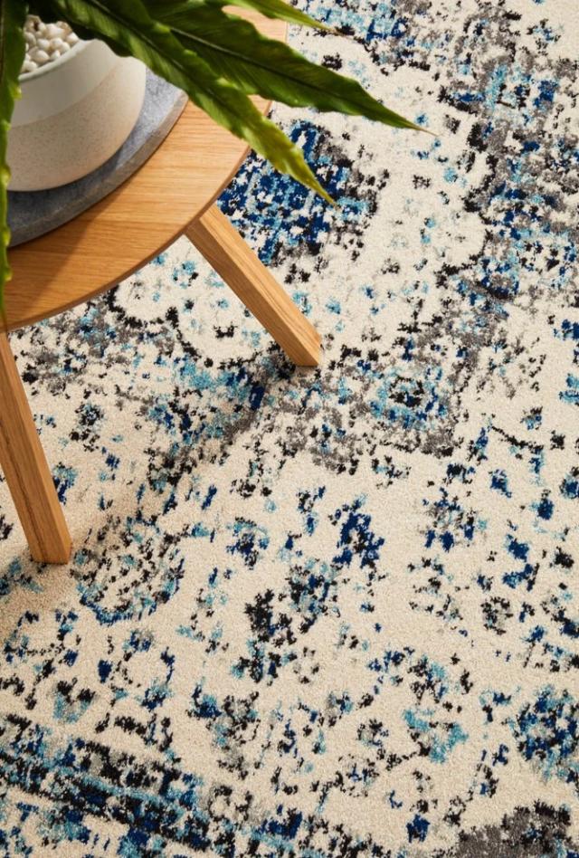 Adorn Evy Transitional Rug | White Grey Blue