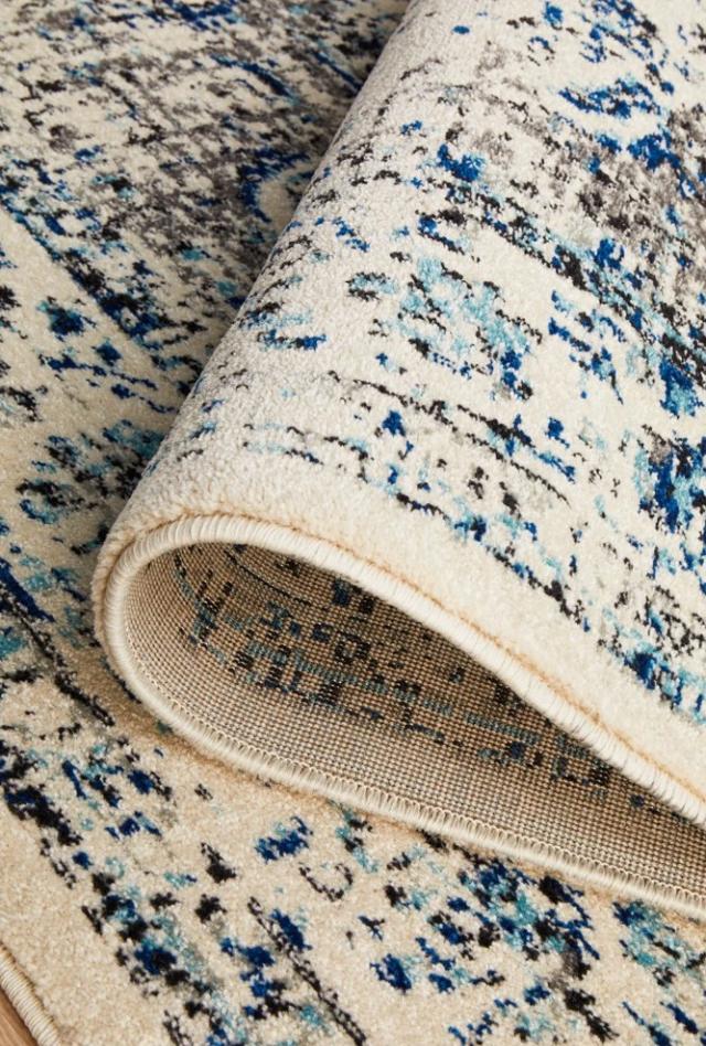 Adorn Evy Transitional Rug | White Grey Blue