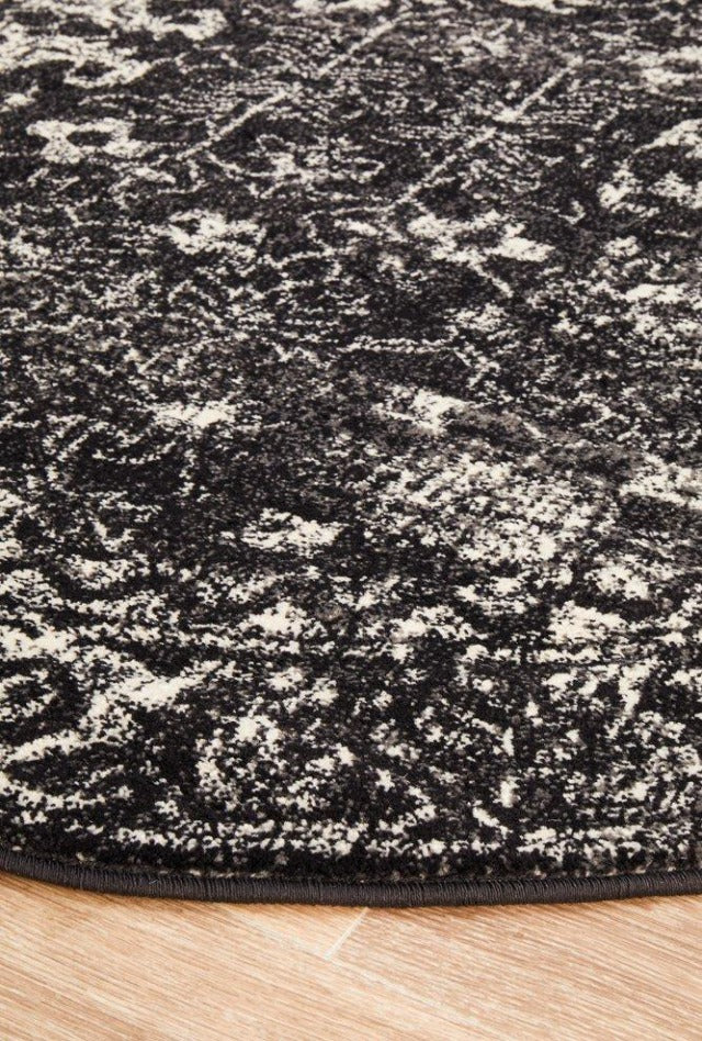 Dream Distressed Round Rug | Charcoal