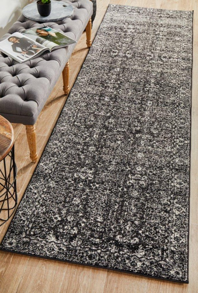 Dream Distressed Pre-made Hall Runner | Charcoal