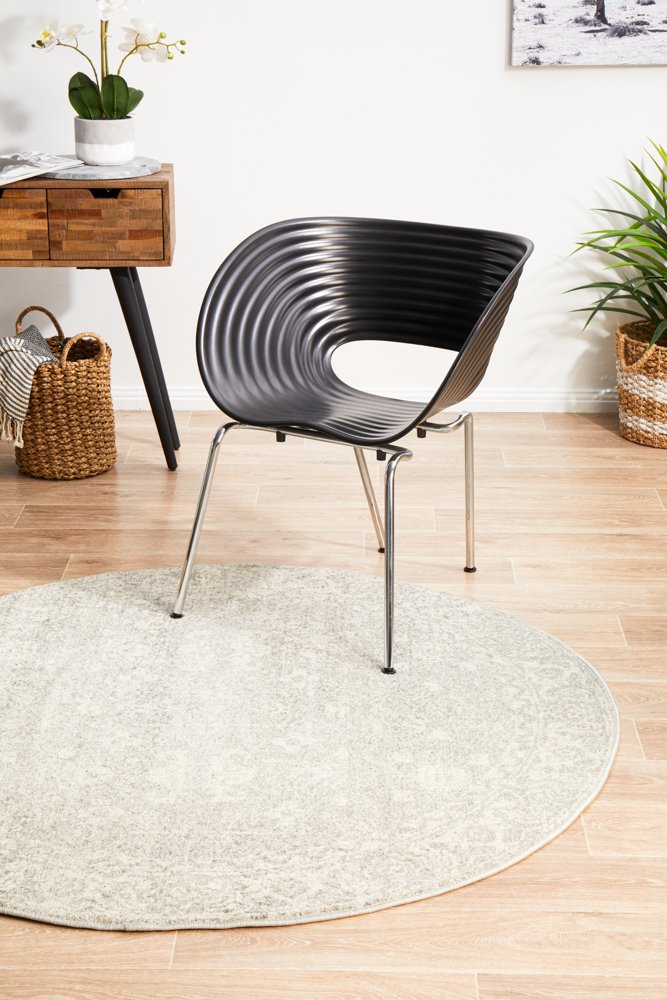 Dream Distressed Round Rug | Silver Grey