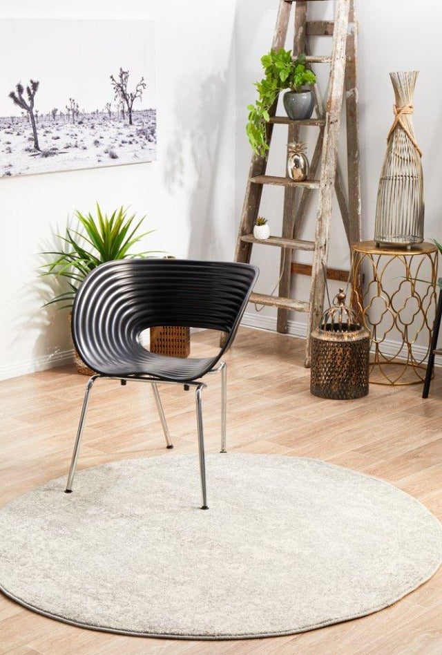 Dream Distressed Round Rug | Silver Grey