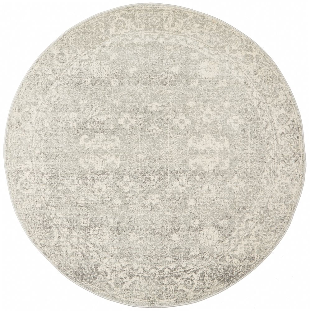 Dream Distressed Round Rug | Silver Grey