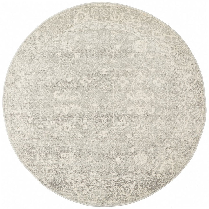 Dream Distressed Round Rug | Silver Grey