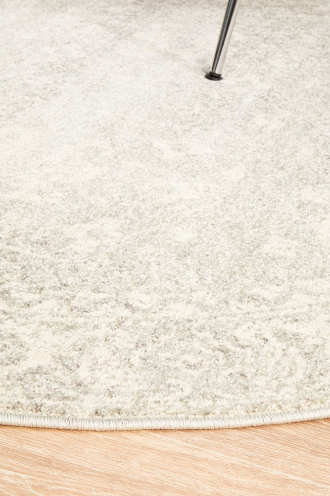 Dream Distressed Round Rug | Silver Grey