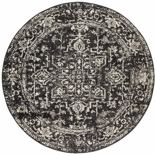 Charmed Round Rug | Charcoal