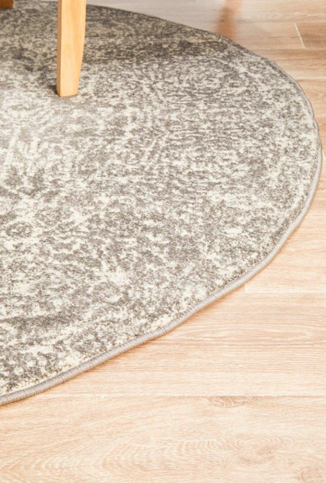 Homage Transitional Round Rug | Grey