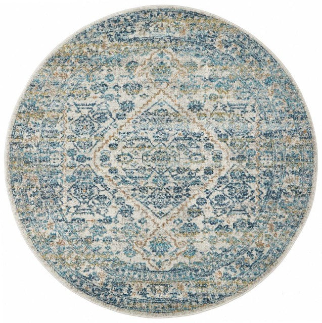 Duality Transitional Round Rug | Silver Blue Gold