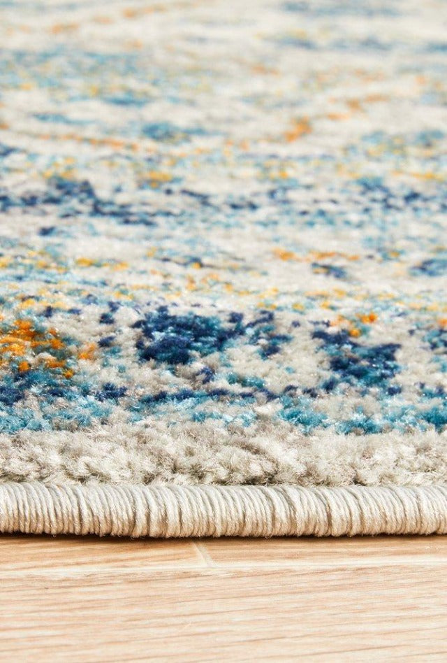 Duality Transitional Round Rug | Silver Blue Gold