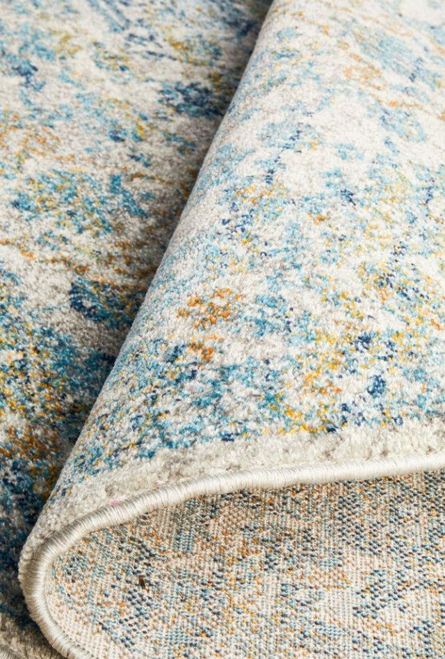 Duality Transitional Round Rug | Silver Blue Gold