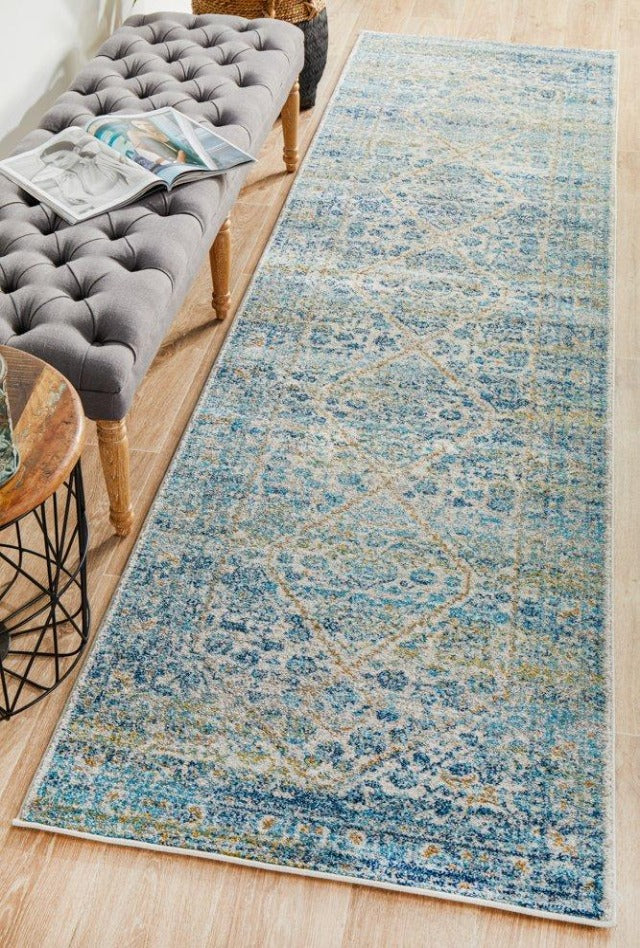 Duality Transitional Pre-made Hall Runner | Silver Blue Gold