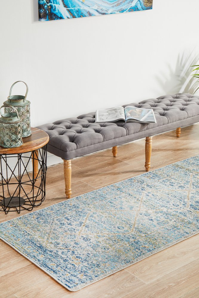 Duality Transitional Pre-made Hall Runner | Silver Blue Gold