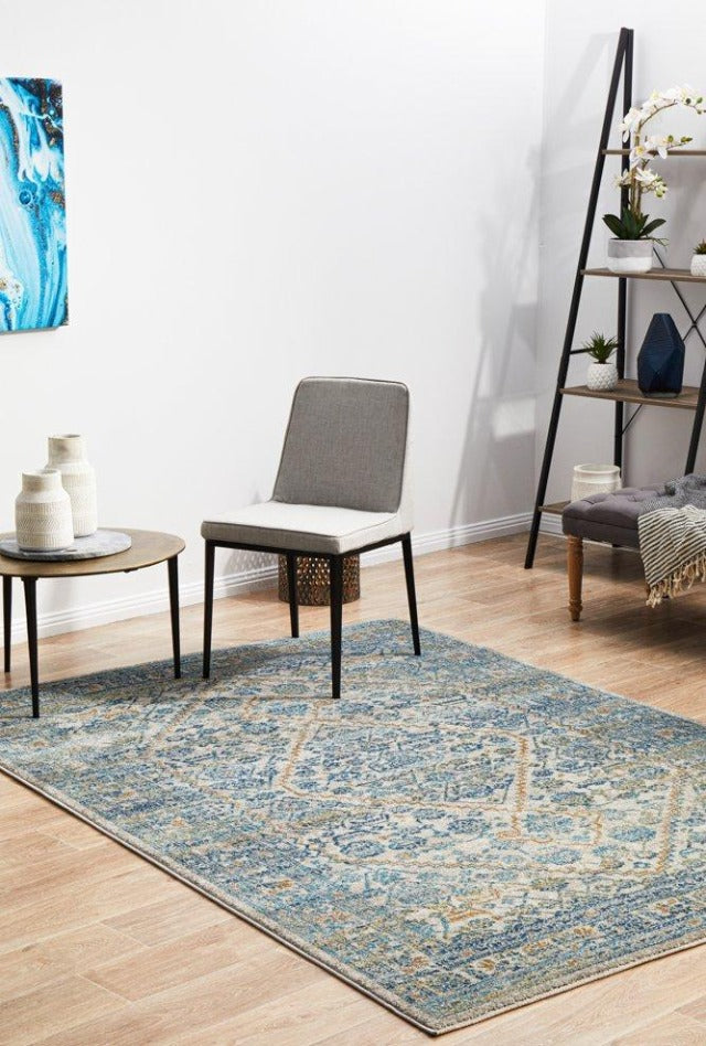 Duality Transitional Rug | Silver Blue Gold