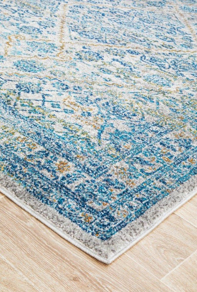 Duality Transitional Rug | Silver Blue Gold