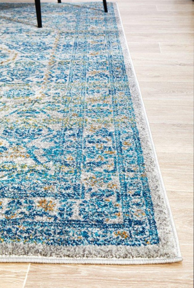 Duality Transitional Rug | Silver Blue Gold