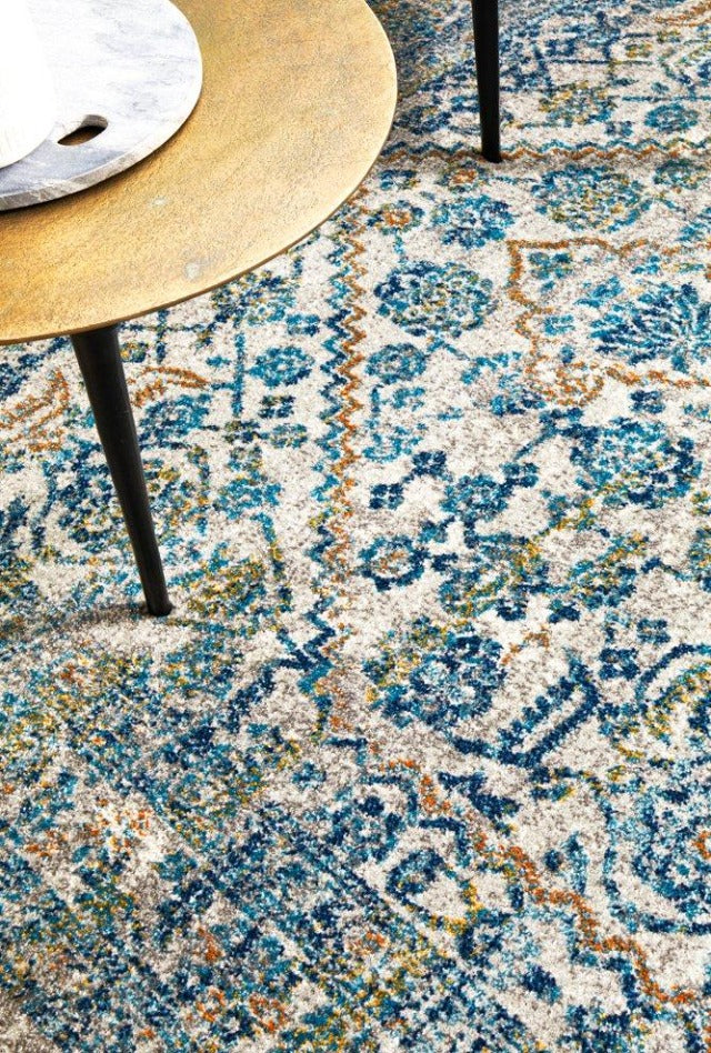 Duality Transitional Rug | Silver Blue Gold
