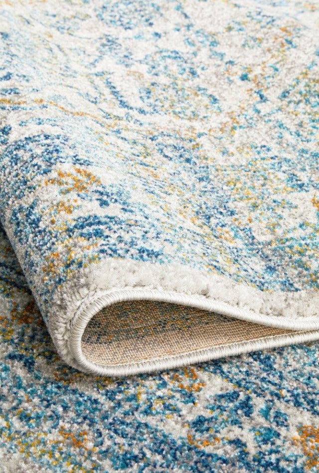 Duality Transitional Rug | Silver Blue Gold