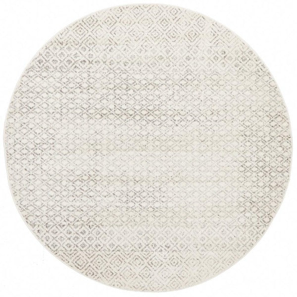 Glasgow Round Rug | Off-White Grey Silver