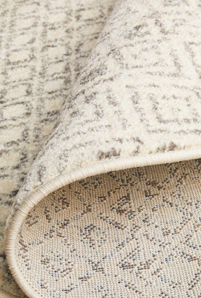 Glasgow Round Rug | Off-White Grey Silver