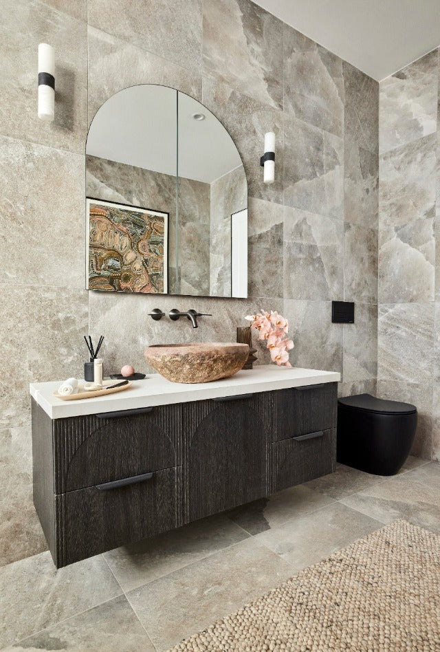 Navana Stony Rug | Natural | Rachel & Ryan Bathroom Week 2022