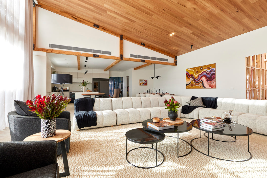 Boucle Wool Rug | Ivory - Enquire now for availability | Kristy & Brett | Living Dining 2023