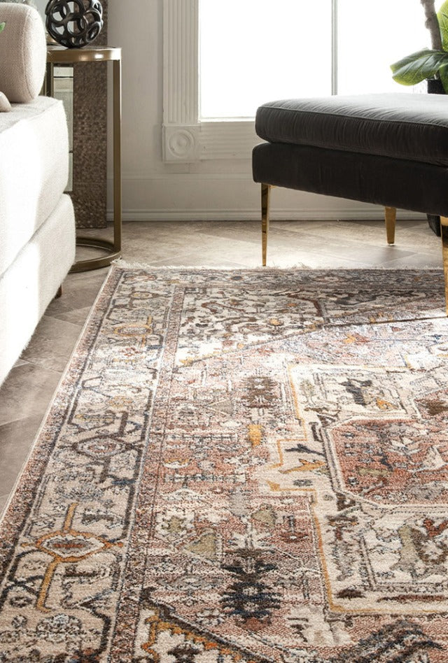 Heraz Mushroom Rug | Pinks | Ankur & Sharon | Main Bedroom 2022