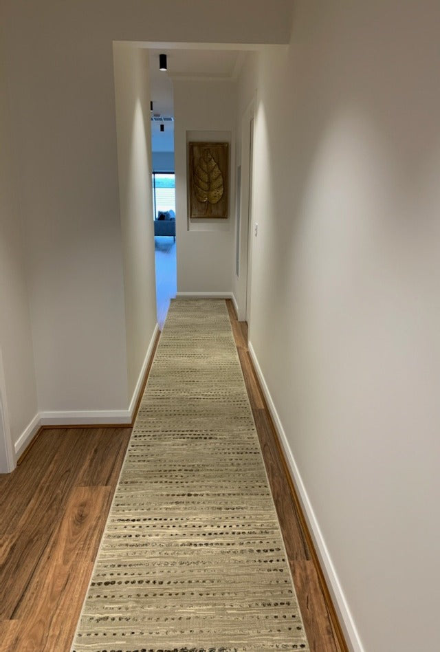 Madrid Dotts Beige | Custom Cut Length Hall Runner x 80cm wide| $69 per metre | Deb & Andy | Hallway Week 2019