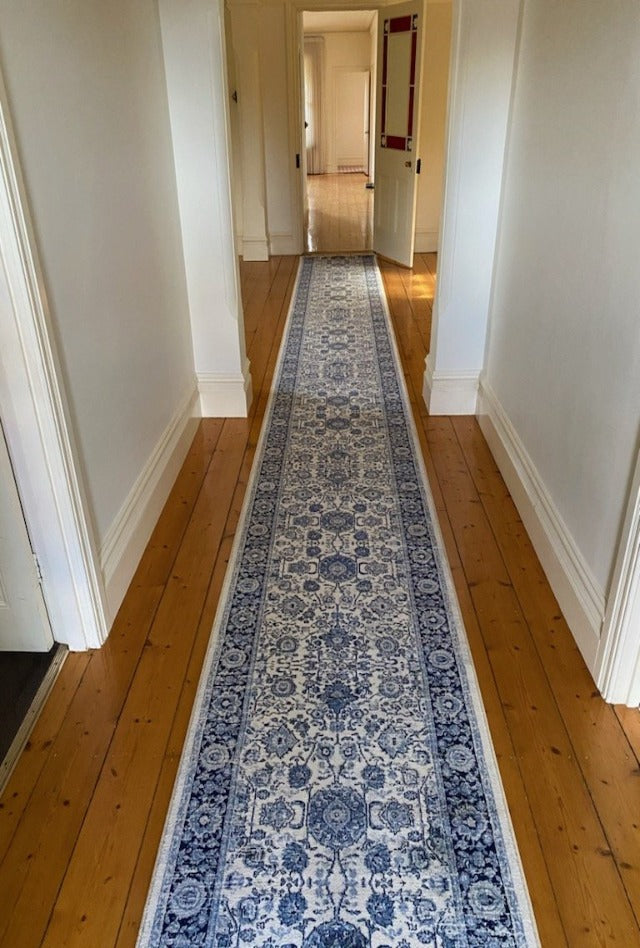 Blue Hall Rug Renaissance Cream Blue Hall Runner | Custom cut length x 80cm wide| $9 ...