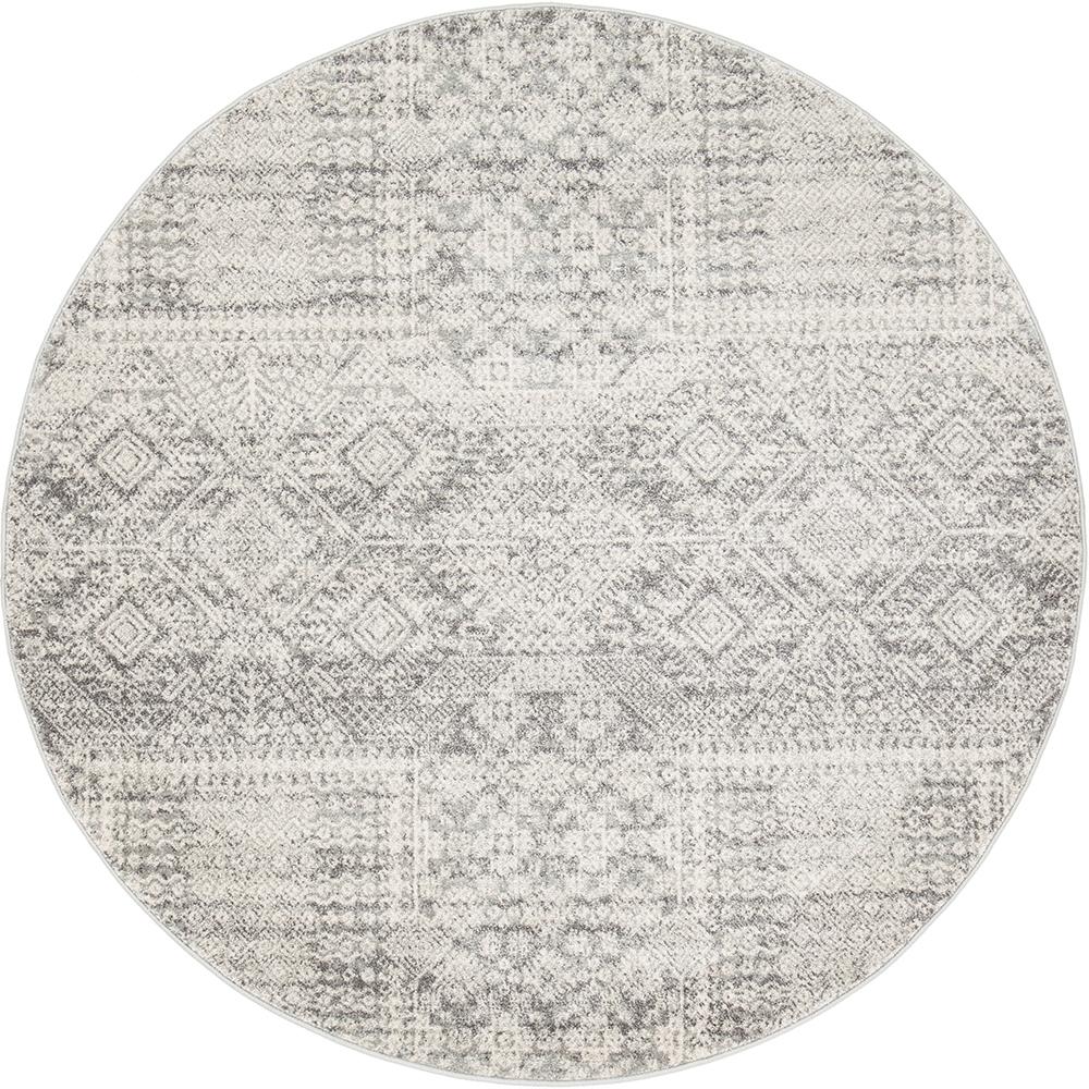Mirage Temple Round Rug | Silver Grey