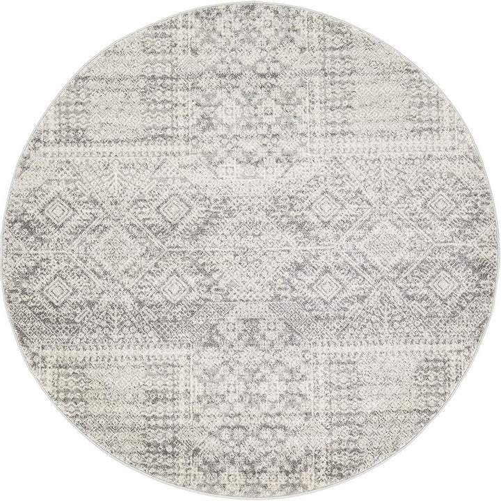 Mirage Temple Round Rug | Silver Grey