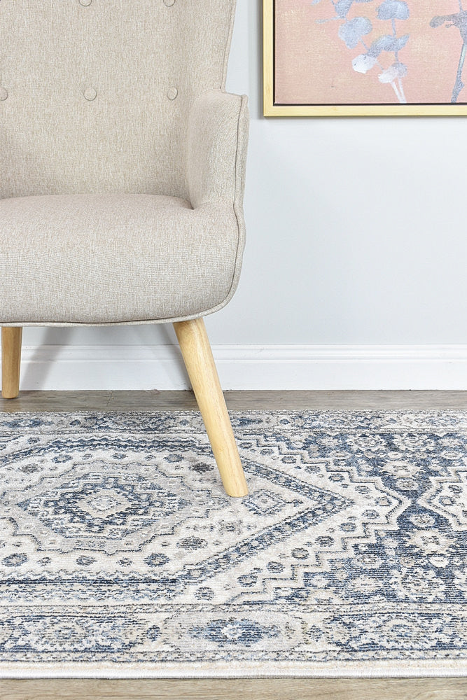 Medina Cream Blue Runner Rug A161A