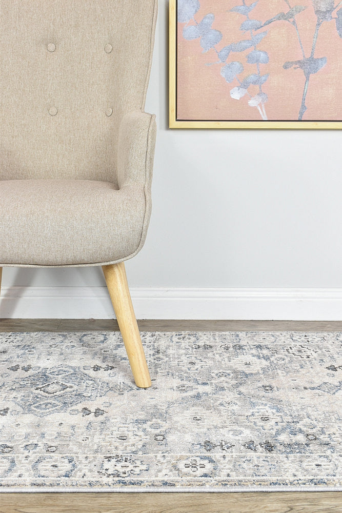 Medina Blue L.Grey Runner Rug 0320C