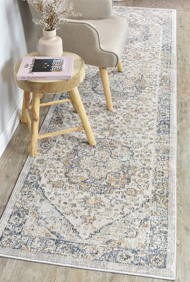 Medina Blue Grey Runner Rug 0321B