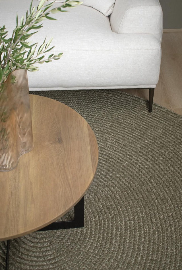 Paddington Hand Braided Round Rug | Olive - Enquire for availability | Jenny & Dylan | Hallway 2022