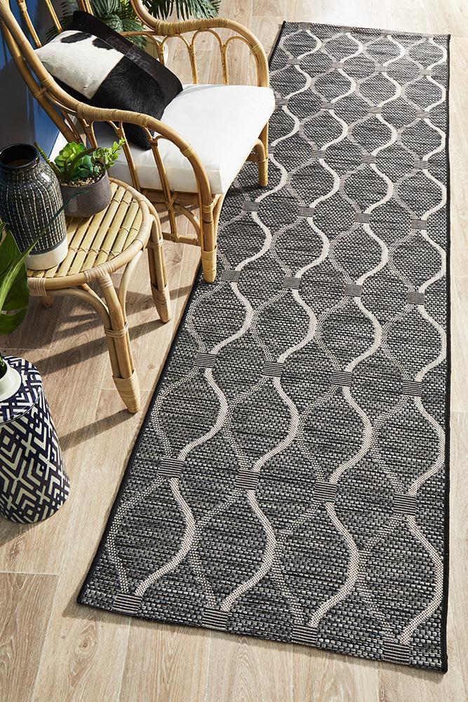 Terrace 5501 Black Outdoor Runner Rug