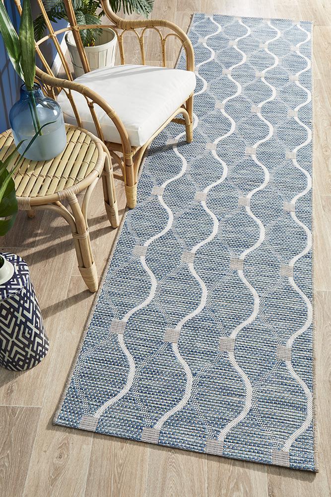 Terrace 5501 Blue Outdoor Runner Rug