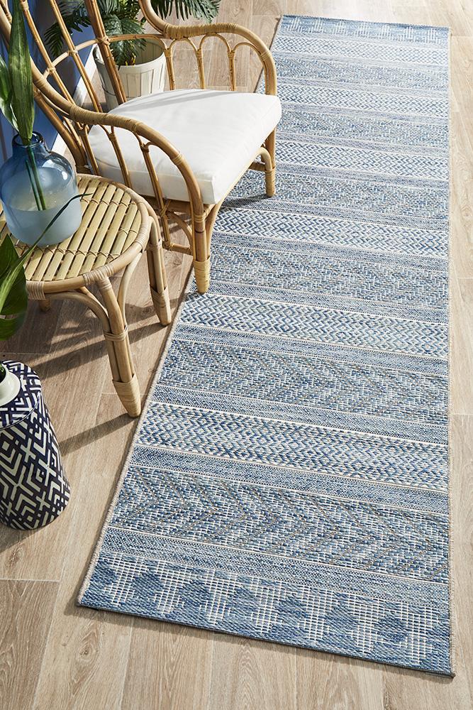 Terrace 5505 Blue Outdoor Runner Rug