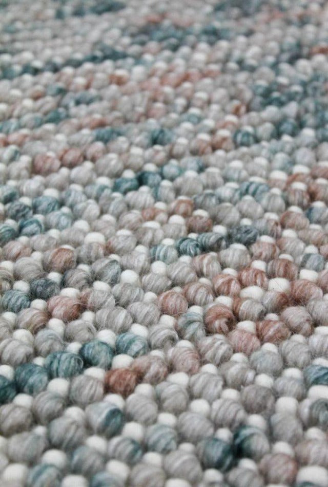 Magic Oasis Wool Handmade rug with knotted loops of wool, textured and pastel coloured in the latest colours.