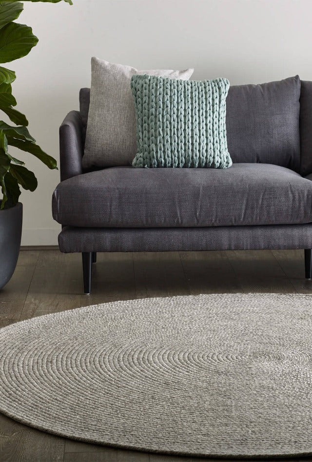 Paddington Round Hand Braided Rug | Silver - Enquire now for availability